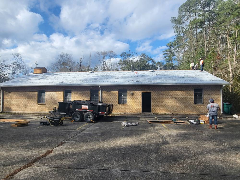 Ranch house with a new metal roof